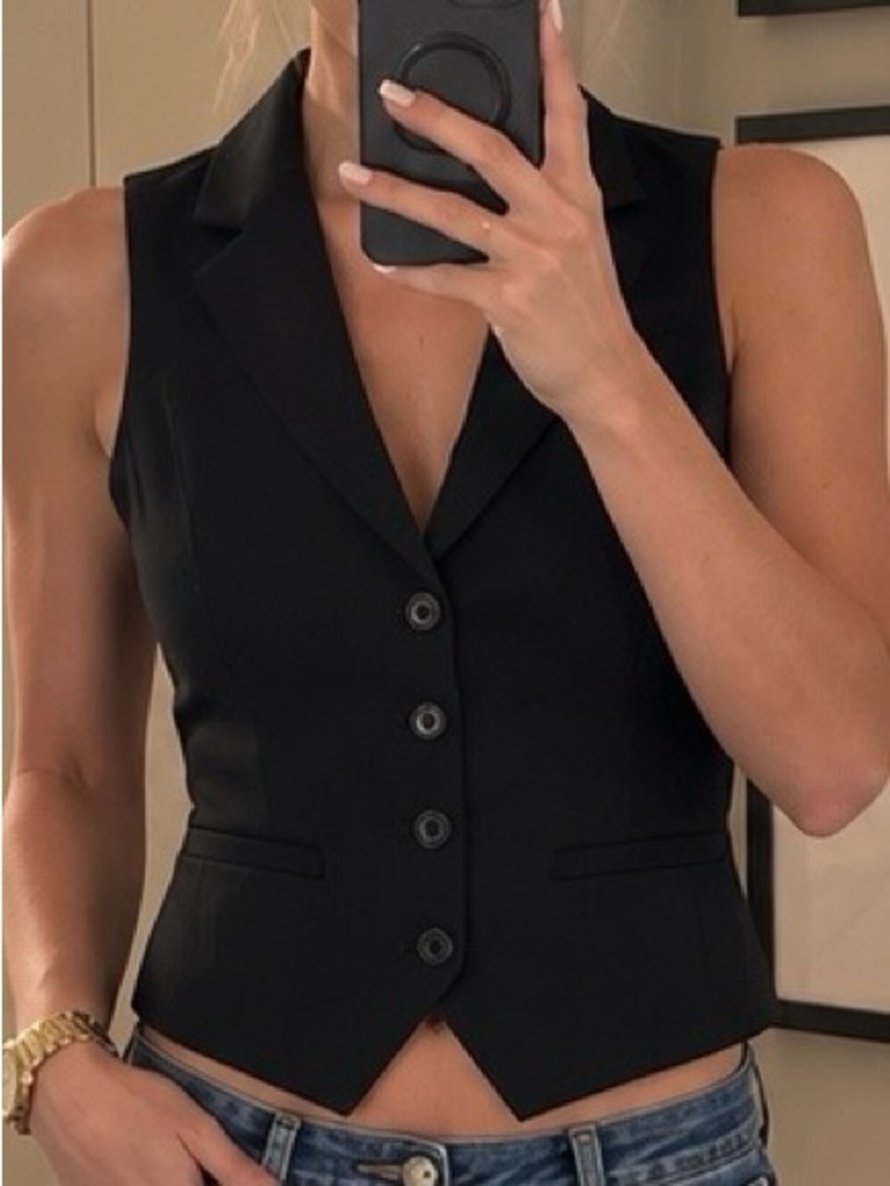🖤 EXPRESS Tailored Black Button-Front Vest | Size S